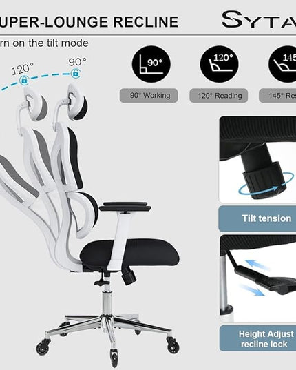 Sytas Ergonomic Home Office Chair, Desk Chair with Lumbar Support, Ergonomic Computer Chair High Back - LeafyLoom