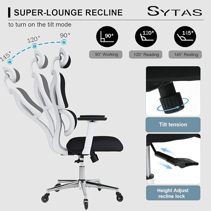 Sytas Ergonomic Home Office Chair, Desk Chair with Lumbar Support, Ergonomic Computer Chair High Back - LeafyLoom