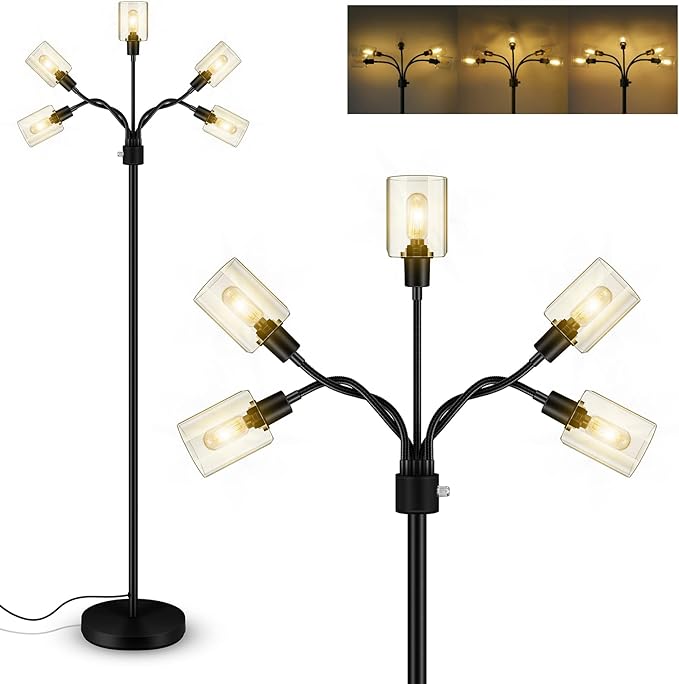 Floor Lamp, Industrial Floor Lamps for Living Room,Tree Standing Lamp,3 Way Switch,Modern Stand up Lamp for Bedroom Office Farmhouse - LeafyLoom