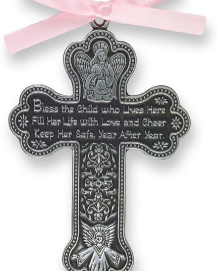 Cathedral Art CM7 Baby Girl Cross Crib Medal, 3-Inch High, Metal - LeafyLoom