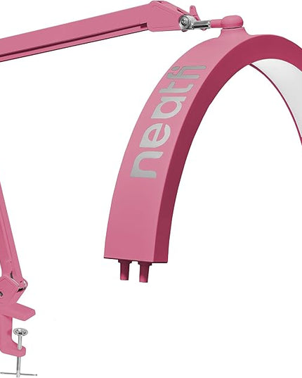 Neatfi Half Moon LED Table Lamp for Estheticians, Nail Tech, and Cosmetician for Nail Art, Facial, Waxing, Threading and Tattoo (with Clamp, Pink) - LeafyLoom