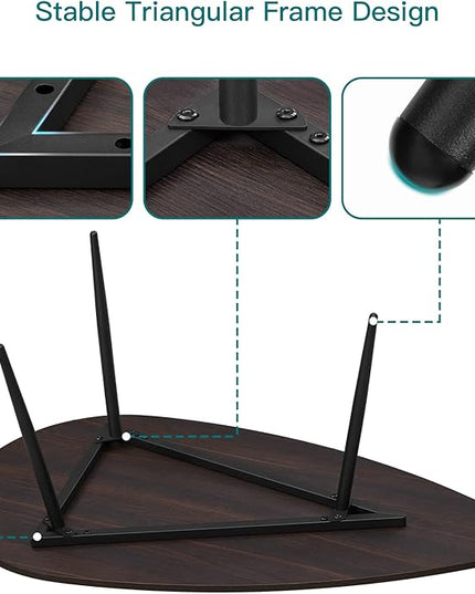 SAYGOER Oval Coffee Table Espresso Wood Mid Century Modern Coffee Tables Unique Retro Farmhouse Accent Center Sofa Rustic Table for Living Room Home Office Easy Assembly, Dark Brown - LeafyLoom