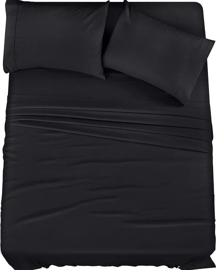 Utopia Bedding Full Bed Sheets Set - 4 Piece Bedding - Brushed Microfiber - Shrinkage and Fade Resistant - Easy Care (Full, Black) - LeafyLoom