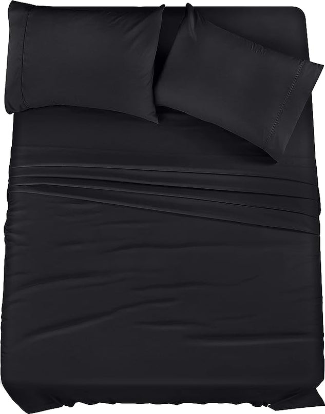 Utopia Bedding California King Bed Sheets Set - 4 Piece Bedding - Brushed Microfiber - Shrinkage and Fade Resistant - Easy Care (California King, Black) - LeafyLoom