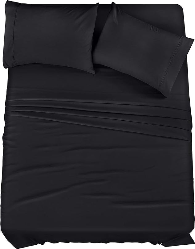 Utopia Bedding King Bed Sheets Set - 4 Piece Bedding - Brushed Microfiber - Shrinkage and Fade Resistant - Easy Care (King, Black) - LeafyLoom