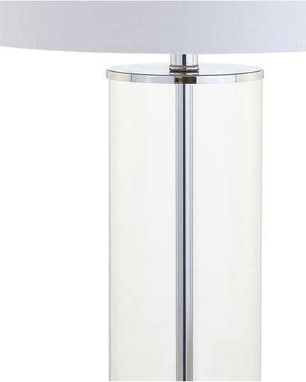 JONATHAN Y JYL2004A Harper 29" Glass LED Table Lamp Modern Contemporary Bedside Desk Nightstand Lamp for Bedroom Living Room Office College Bookcase LED Bulb Included, Clear/Chrome - LeafyLoom