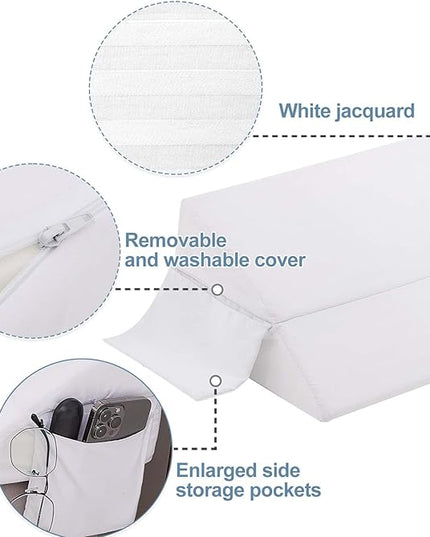 Limthe Twin Bed Wedge Pillow Stopper,Bed Gap Filler (0-7"),Headboard Pillow,Mattress Gap Cover,Adjustable Foam Wedge Pillow Fill Gap Between Headboard/Wall and Mattress, (White 39"x10"x6") - LeafyLoom