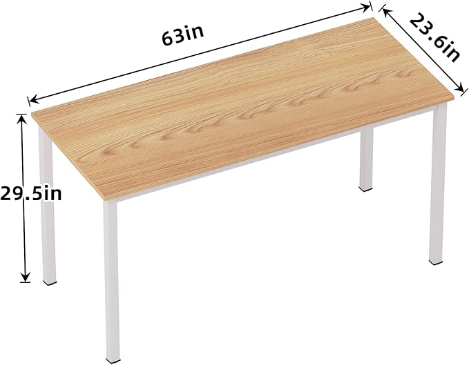 SogesGame Computer Desk, 63 inches Office Desk Computer Table Study Writing Desk Workstation for Home Office, Dining Table Teak White - LeafyLoom