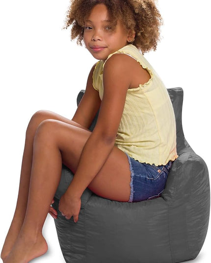 Posh Creations Bean Bag Structured Seat for Toddlers and Kids, Comfy Chair for Children, Pasadena, Charcoal Gray - LeafyLoom