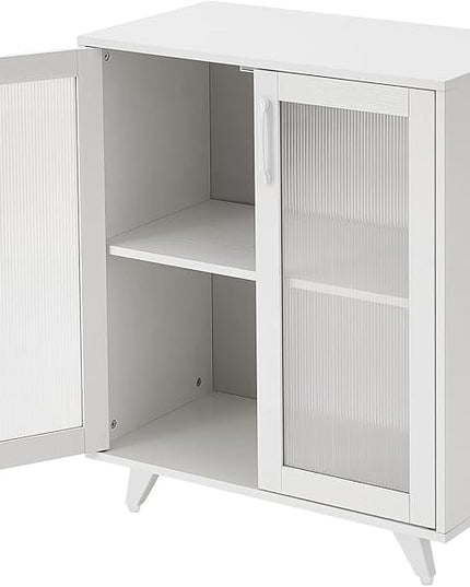 Panana Kitchen Buffet Server Table Accent Sideboard Cupboard Server Buffet Console Table with Doors Cabinet (27inch, white) - LeafyLoom