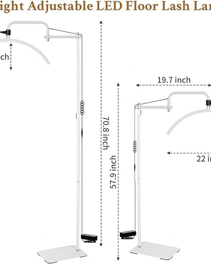 Lash Light for Eyelash Extensions, LED Moon Light Lash Tech,Dimmable Esthetician Light - Adjustable Brightness & Height, Floor Lash Lamp with Phone Holder - Lighting for Beauty/Skincare/Tattoo Artists - LeafyLoom