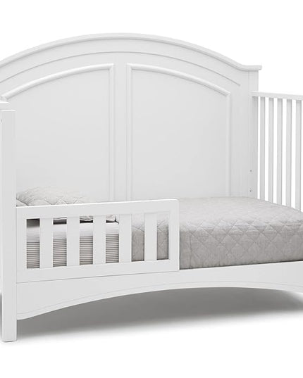 Delta Children Perry 6-in-1 Convertible Crib - Greenguard Gold Certified, Bianca White + Simmons Kids Radiant Sky Dual Sided Baby Crib Mattress and Toddler Mattress (Bundle) - LeafyLoom