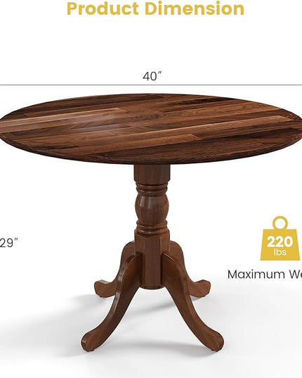 Round Dining Table, All Walnut - LeafyLoom