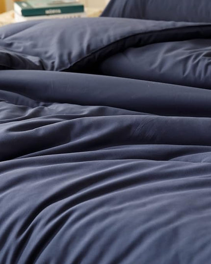 ROSGONIA Twin Comforter Set for College Boys Girls Navy Blue, 1 Boho Blue Comforter & 1 Pillowcase, Lightweight Kids Comforter Soft Dorm Bedding - LeafyLoom