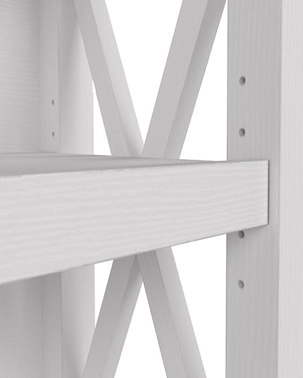 Bush Furniture Key West Tall 5 Shelf Bookcase in Pure White Oak - LeafyLoom