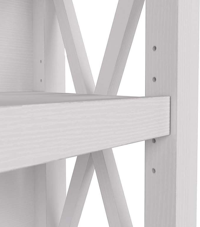 Bush Furniture Key West Tall 5 Shelf Bookcase in Pure White Oak - LeafyLoom