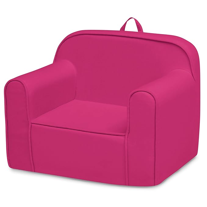 Delta Children Cozee Chair -Foam Kids Chair for Ages 18 Months and Up, Hot Pink - LeafyLoom