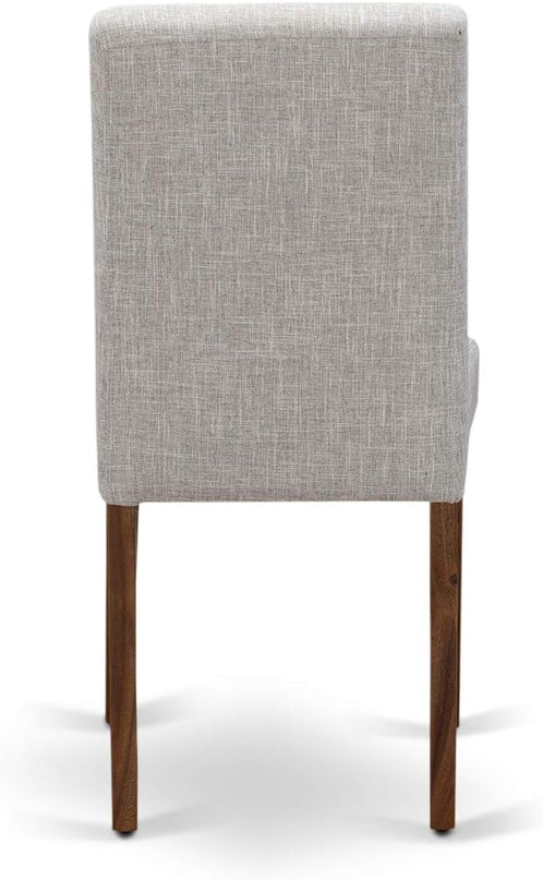 East West Furniture I3AB5-N35 Irving 5 Piece Room Set Includes a Round Dining Table with Pedestal and 4 Doeskin Linen Fabric Upholstered Parson Chairs, 48x48 Inch - LeafyLoom