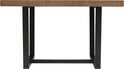 Walker Edison Andre Modern Solid Wood Dining Table, 52 Inch, Rustic Oak - LeafyLoom