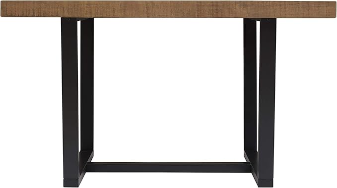 Walker Edison Andre Modern Solid Wood Dining Table, 52 Inch, Rustic Oak - LeafyLoom