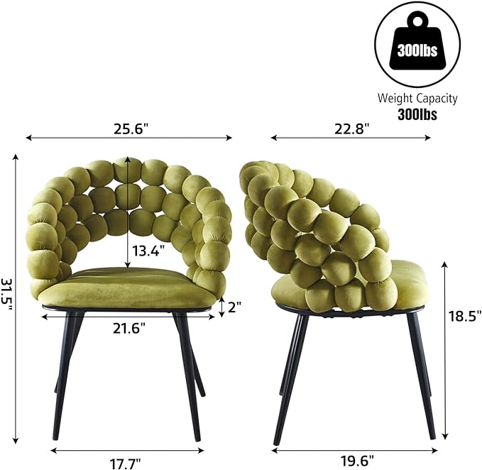 Sage Green Woven Velvet Barrel Accent Chairs with Black Metal Legs, Upholstered Side Chair for Dining Room Vanity Living Room - LeafyLoom