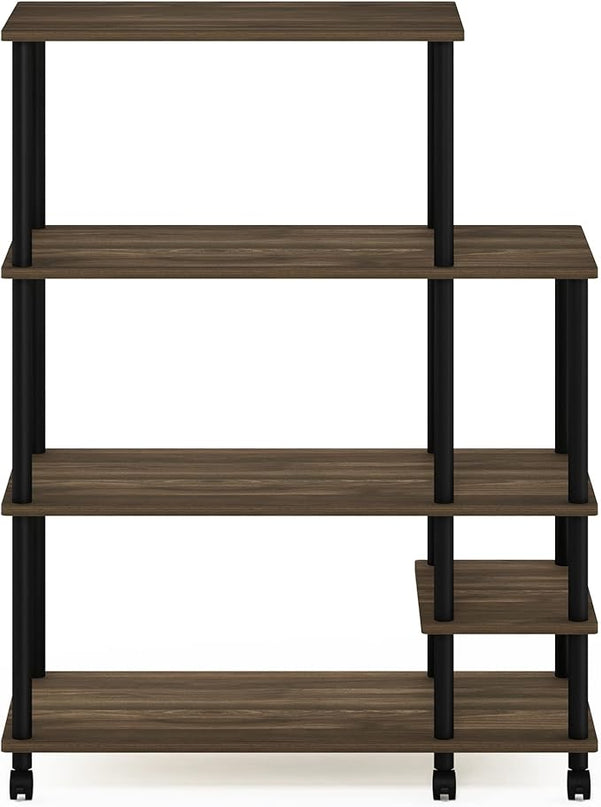 Furinno Turn-N-Tube Kitchen Shelf Cart, Columbia Walnut/Black - LeafyLoom