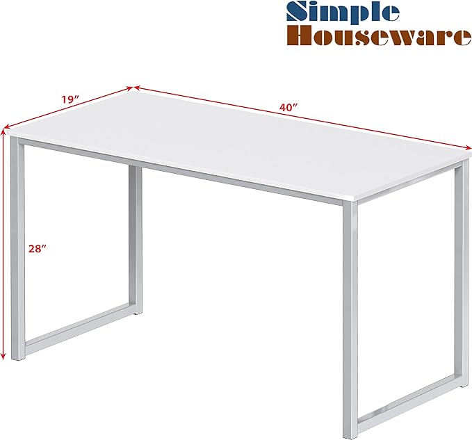 SHW Home Office 40-Inch Computer Desk, White - LeafyLoom