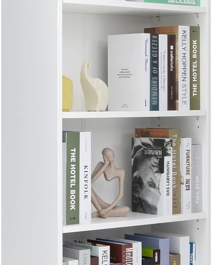 Sunon 4 Shelf Wood Bookcase Freestanding Display Shelf Adjustable Layers Bookshelf for Home Office Library Small Narrow Space (White, 4-Layers) - LeafyLoom