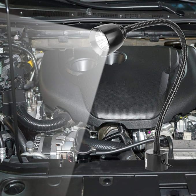 CHICIRIS 7W LED Machine Tool Lamp, Metal LED Working Light with Magnetic Base, Flexible Gooseneck Work Lamp, for Reading Lamp, Headboard CNC Punching Machine US Plug - LeafyLoom