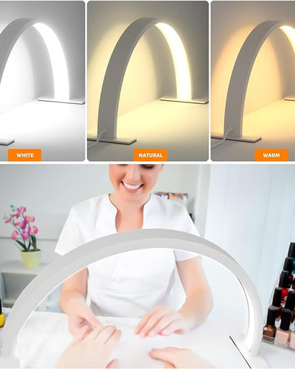 mcwdoit Half Moon Light Nail Lamp for Desk, Lash Light Led Nail Tech Lamp, Desk Lamp for Lash Eyelash Extension, Tattoo, Eyebrows - LeafyLoom