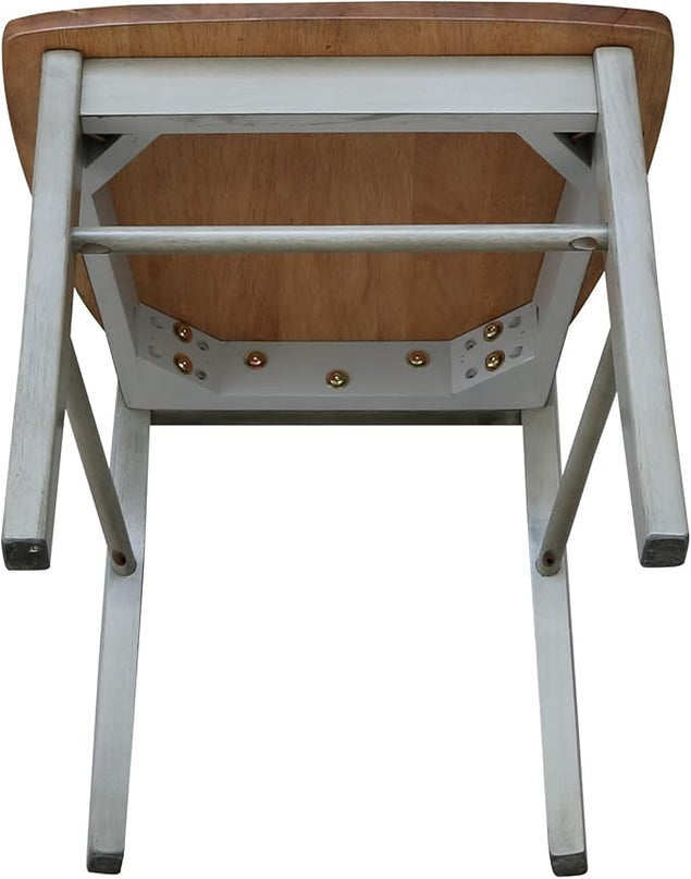 International Concepts X-Back, Set of 2 Chair, Distressed Hickory/Stone - LeafyLoom