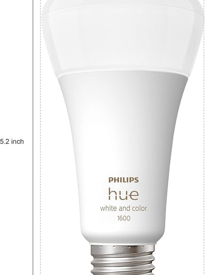 Philips Hue Smart 100W A21 LED Bulb - White and Color Ambiance Color-Changing Light - 4 Pack - 1600LM - E26 - Indoor - Control with Hue App - Works with Alexa, Google Assistant and Apple Homekit. PhilipsHue