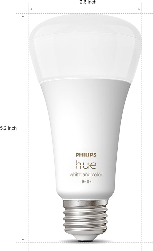 Philips Hue Smart 100W A21 LED Bulb - White and Color Ambiance Color-Changing Light - 4 Pack - 1600LM - E26 - Indoor - Control with Hue App - Works with Alexa, Google Assistant and Apple Homekit. PhilipsHue