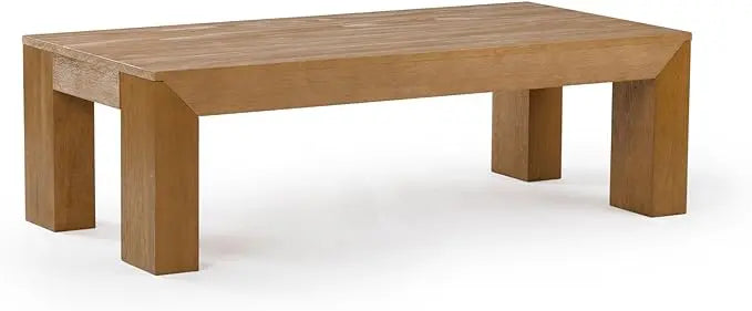 Plank+Beam Modern Rectangular Coffee Table, Solid Wood, 48 Inch, Medium Sized Coffee Table, Center Tables for Small Spaces, Living Space Medium Tea Table, Pecan Wirebrush - LeafyLoom
