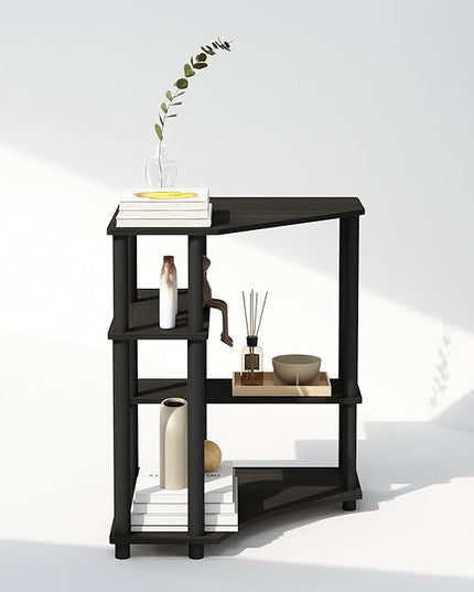 Furinno Turn-N-Tube Multipurpose Corner Shelf, Display Rack, Bookshelf, Espresso/Black - LeafyLoom