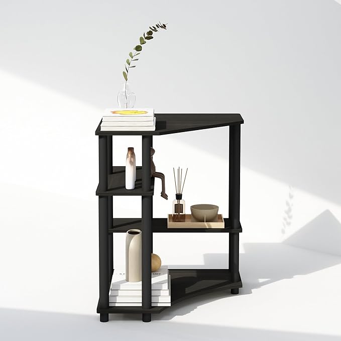 Furinno Turn-N-Tube Multipurpose Corner Shelf, Display Rack, Bookshelf, Espresso/Black - LeafyLoom