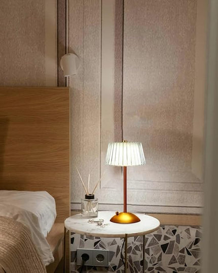 Cordless Metal Desk Lamp, Touch Sensor Control LED Table Lamp,3 Color Stepless Dimmable Battery Powered Lamp,Night Light for Kids Nursery,Bedroom/Desk/Cafe (Gold) - LeafyLoom