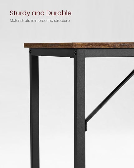 VASAGLE Computer Desk, Gaming Desk, Home Office Desk, for Small Spaces, 19.7 x 39.4 x 29.5 Inches, Industrial Style, Metal Frame, Rustic Brown and Black ULWD41X - LeafyLoom