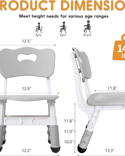 kids chair adjustable height Children chairs suitable for Children age 2-8 with foot covers for home classroom kindergarten and children's venues two-pack - LeafyLoom