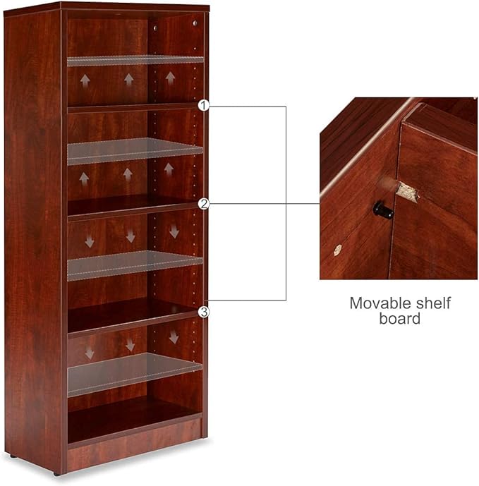 Sunon 4 Shelf Wood Bookcase Freestanding Display Shelf Adjustable Layers Bookshelf for Home Office Library Small Narrow Space (Cherry, 4-Layers) - LeafyLoom