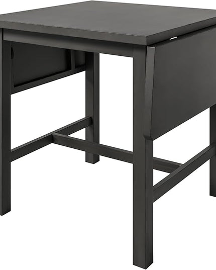 Merax Wood Breakfast Nook Extendable Dining Table Set with 4 Ladder Back Chairs for Small Places, 5-Piece Square Drop Leaf, Gray - LeafyLoom
