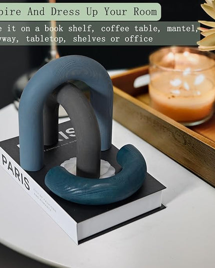 3Pcs Wooden Arch Decor Accents - Modern Bohemian Minimalist Neutral Home Office Coffee Table Bookshelf Living Room Entryway japandi Decorations Objects - LeafyLoom