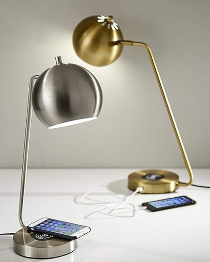 Adesso 5131-22 Emerson Desk Lamp Wireless Charging, 7W LED, 5W QI, USB Port, Indoor Lighting Lamps - LeafyLoom