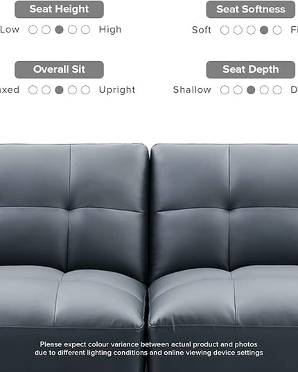 mopio Aaron Couch, Small Sofa, Futon, Sofa Bed, Sleeper Sofa, Loveseat, Mid Century Modern Futon Couch, Sofa Cama, Couches for Living Room, Bedroom (Cloud Gray, Faux Leather) - LeafyLoom