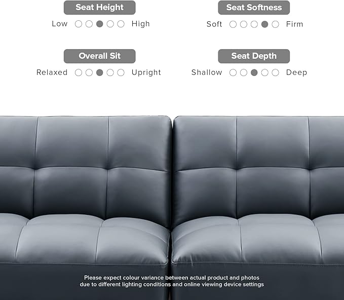 mopio Aaron Couch, Small Sofa, Futon, Sofa Bed, Sleeper Sofa, Loveseat, Mid Century Modern Futon Couch, Sofa Cama, Couches for Living Room, Bedroom (Cloud Gray, Faux Leather) - LeafyLoom