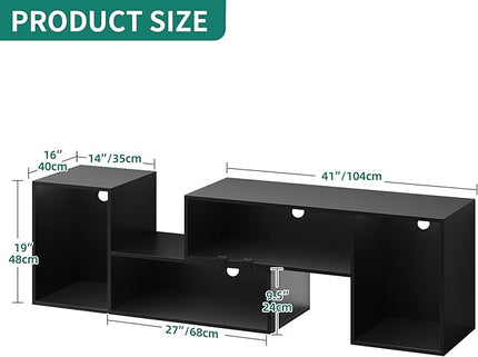 YITAHOME DIY TV Stand w/LED Strip, Modern Deformable Entertainment Center for 75/70/65/60/55/50/45 inch TVs, Gaming TV Consoles 2 Pieces Media Console Cabinet for 300lbs for Living Room, Black - LeafyLoom