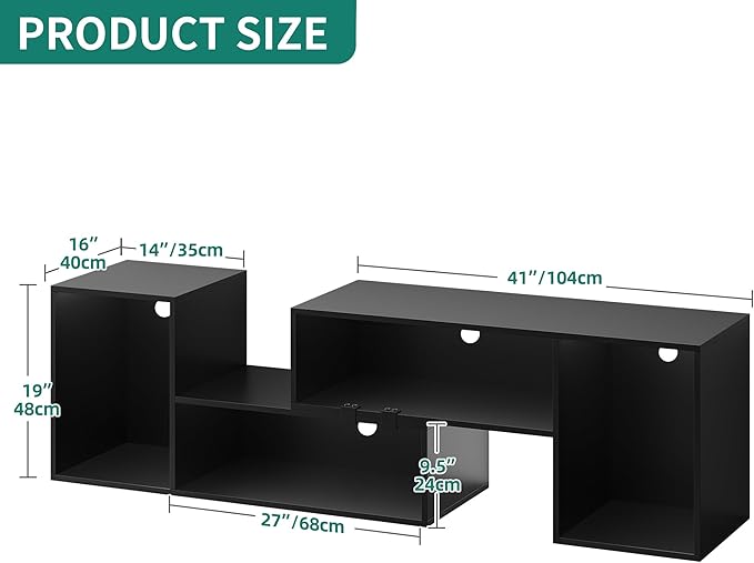 YITAHOME DIY TV Stand w/LED Strip, Modern Deformable Entertainment Center for 75/70/65/60/55/50/45 inch TVs, Gaming TV Consoles 2 Pieces Media Console Cabinet for 300lbs for Living Room, Black - LeafyLoom