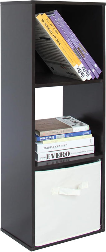 PACHIRA E-Commerce US Wooden Cube Storage Organizer, Unit Shelf, Closet Cabinet, Bookshelf File in Living Room, Bedroom, Study 3 Cube, DARK BROWN - LeafyLoom