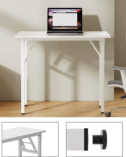 Need Small Desk 31 1/2" No Assembly Foldable Writing Table,Sturdy and Heavy Duty Folding Computer Desks for Small Space/Home Office/Dormitory AC5DW(80 * 40) - LeafyLoom