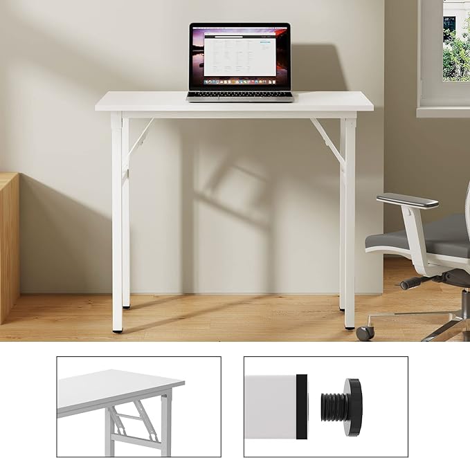 Need Small Desk 31 1/2" No Assembly Foldable Writing Table,Sturdy and Heavy Duty Folding Computer Desks for Small Space/Home Office/Dormitory AC5DW(80 * 40) - LeafyLoom